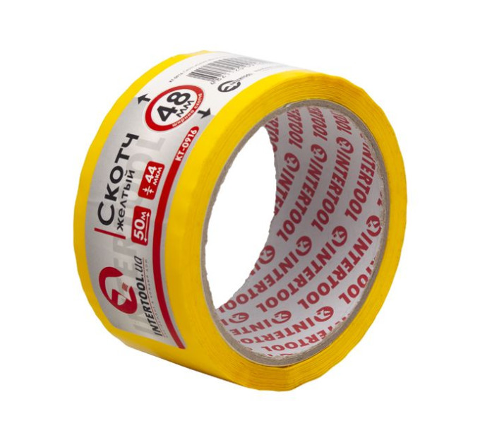Скотч желтый 50м, 48мм, 44мкм INTERTOOL KT-0916