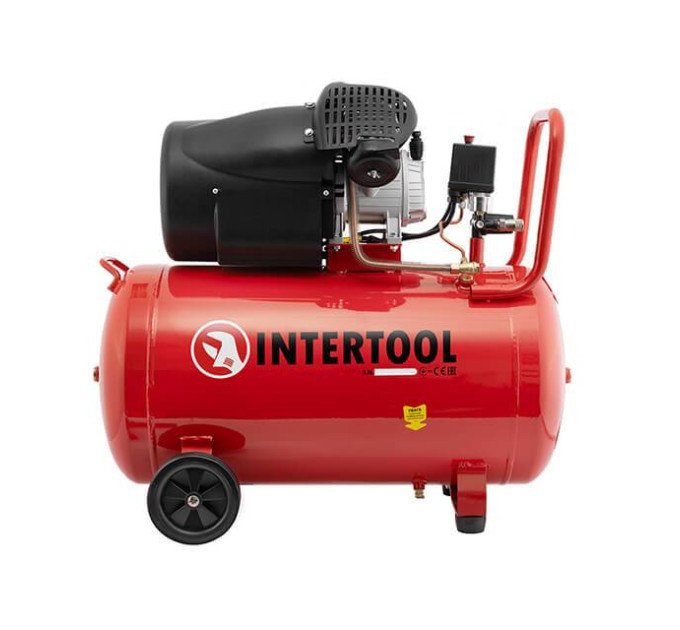 Компрессор 100 л, 2,23 кВт, 220 В, 10 атм, 354 л/мин, 2 цилиндра INTERTOOL PT-0005