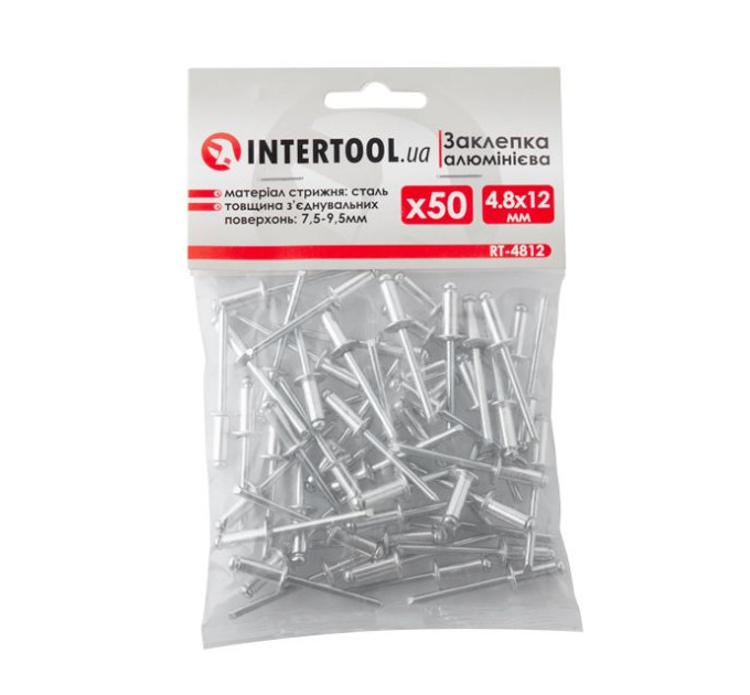 Заклепка алюминиевая 4.8*12.0 мм, 50 ед. INTERTOOL RT-4812