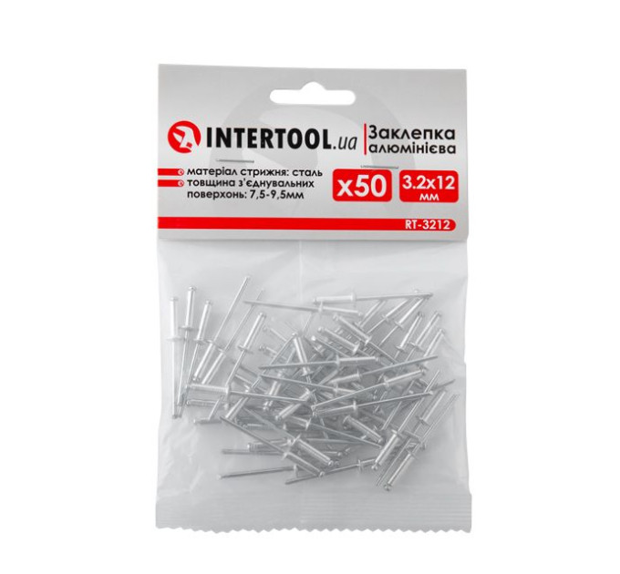 Заклепка алюминиевая 3.2*12.0 мм, 50 ед. INTERTOOL RT-3212