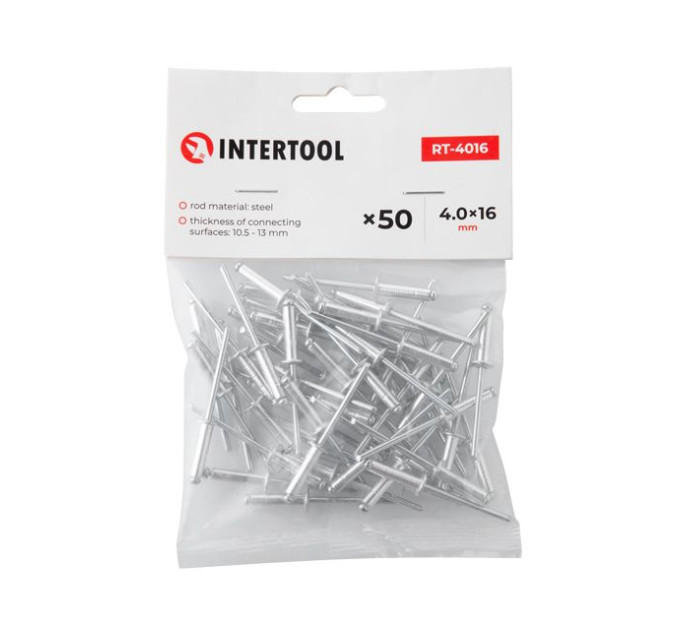 Заклепка алюминиевая 4.0*16.0 мм, 50 ед. INTERTOOL RT-4016