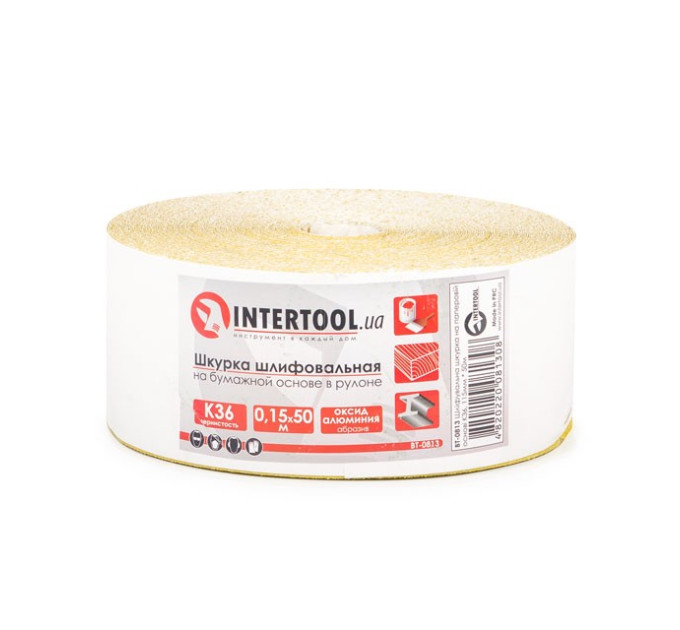 Шлифовальная кожура на бумажной основе К36, 115 мм*50 м INTERTOOL BT-0813