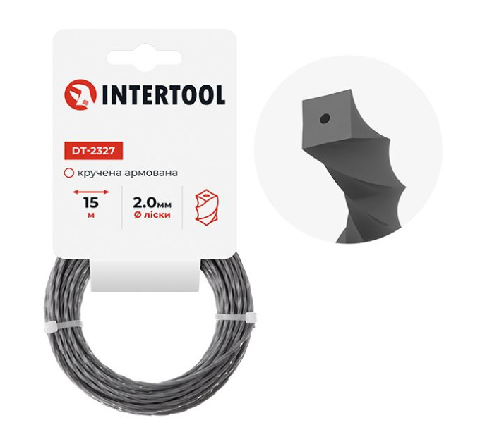 Леска для триммера "квадрат" витая армированная, 2,0 мм*15 м INTERTOOL DT-2327