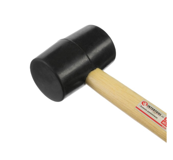 Киянка гумова 450 г, чорна гума, дерев'яна ручка HT-0237