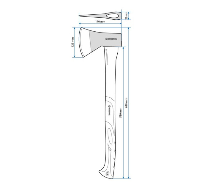 Топор 1000 г, ручка из фибергласса INTERTOOL HT-0263