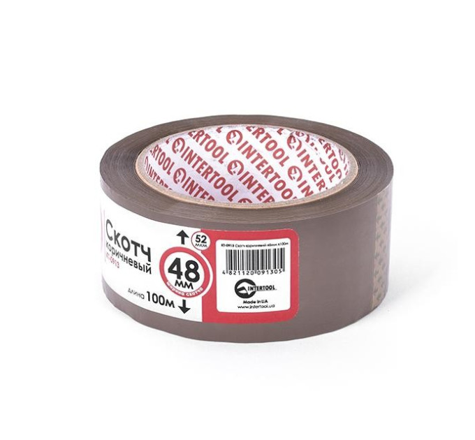 Скотч коричневый 100м, 48мм, 44мкм INTERTOOL KT-0913