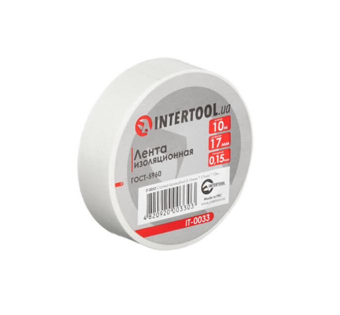 Лента изоляционная 10 м, 17*0.15 мм, белая INTERTOOL IT-0033