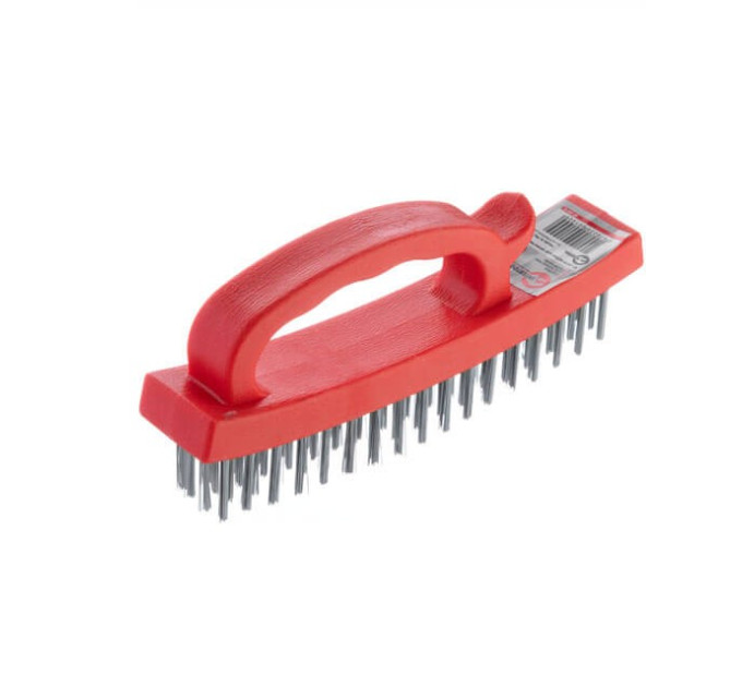 Щетка с металлической проволокой для зачистки ржавчины 165 мм, пластиковый корпус INTERTOOL BT-0010