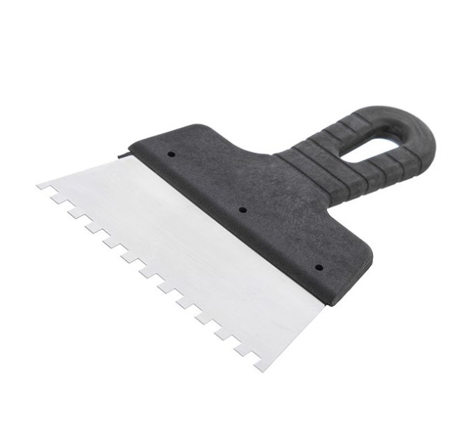 Шпатель из нержавеющей стали 150 мм, зубцы 6*6 мм INTERTOOL KT-2156