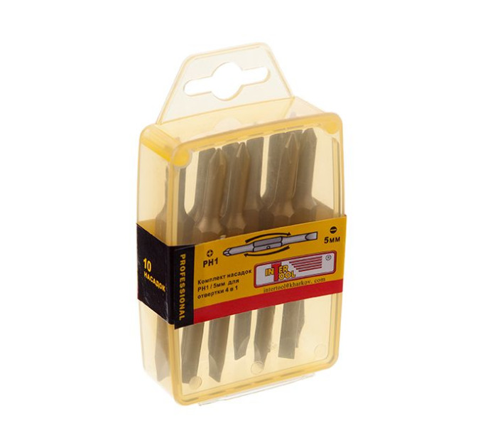 Комплек насадок до викруток PH1/SL5 мм, 4 в 1, 10 од. INTERTOOL VT-0061