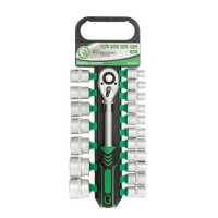 Набор головок 8-32 мм, 1/2", рукоятка с храповым механизмом, 19 ед. INTERTOOL ET-6019