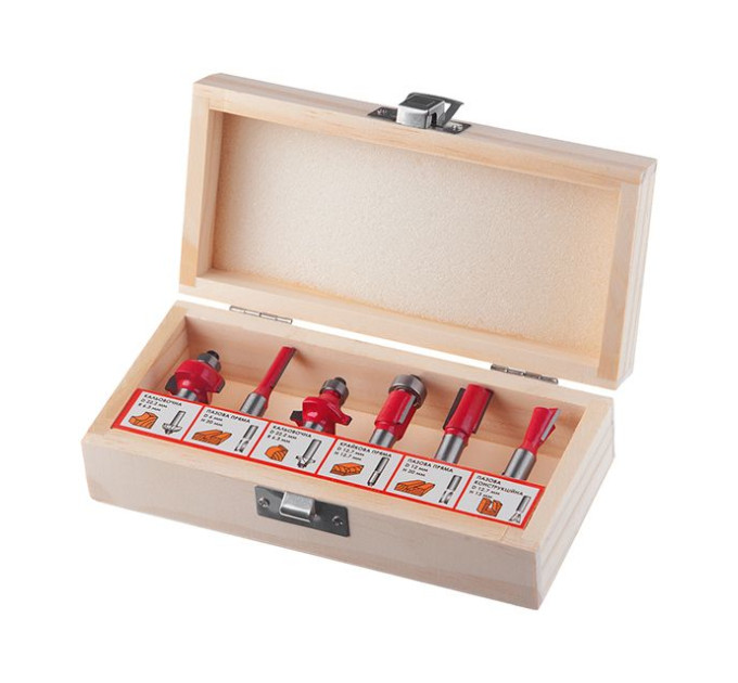 набор фрез для древесины, 6 ед. INTERTOOL HT-0072