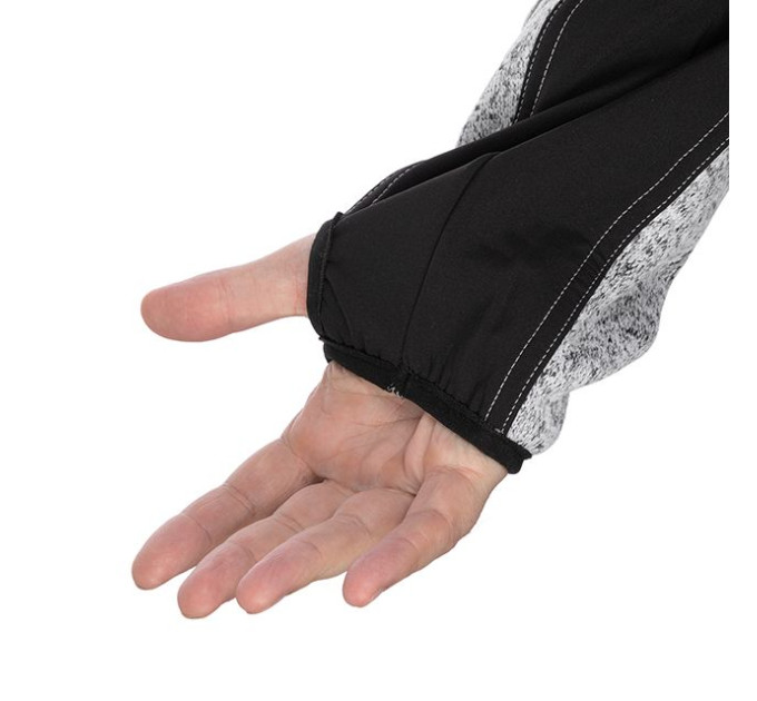 Куртка вязаная SOFTSHELL, серого цвета с черными вставками, ткань 100% полиэстер 270G, с карманом на груди и двумя боковыми, L INTERTOOL SP-3113