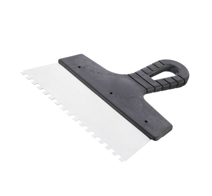 Шпатель из нержавейки 200 мм, с зубом 6*6 мм INTERTOOL KT-2206