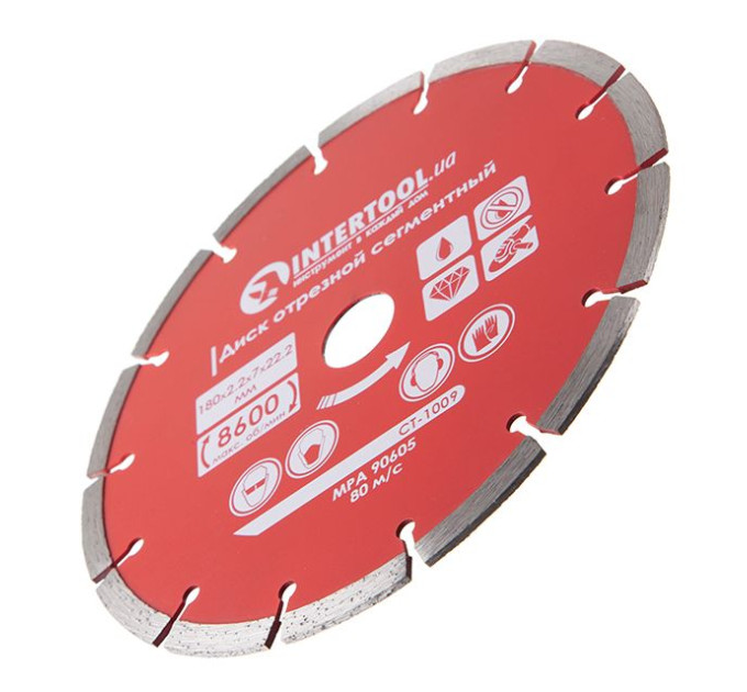 Диск сегментный отрезной 180 мм, алмазный 22-24% INTERTOOL CT-1009