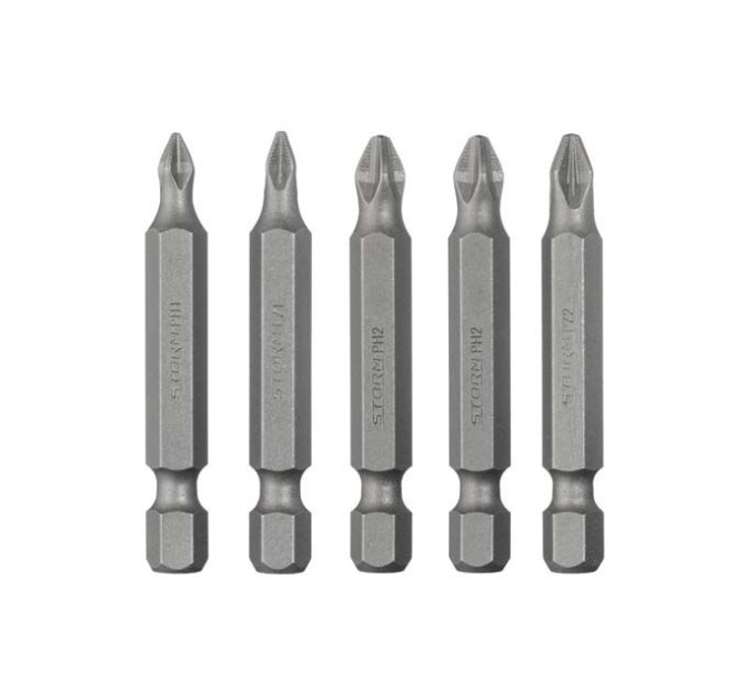 Комплект отверточных насадок PH1, PH2, PZ1, PZ2, ACR, S2, 5 ед., STORM INTERTOOL VT-0205