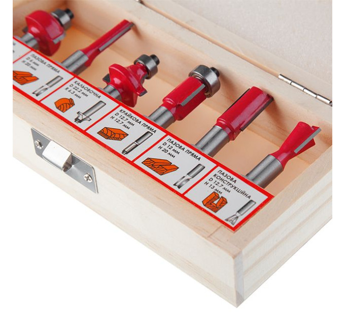 набор фрез для древесины, 6 ед. INTERTOOL HT-0072