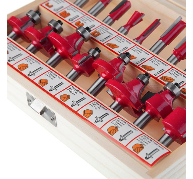 набор фрез для древесины, 18 ед. INTERTOOL HT-0073