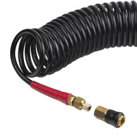 Шланг BLACK M-Flex STORM, 10 м, 6,5*10 мм, спиральный полиуретановый с поворотным шарниром, латунными быстроразъемными соединениями INTERTOOL PT-1793