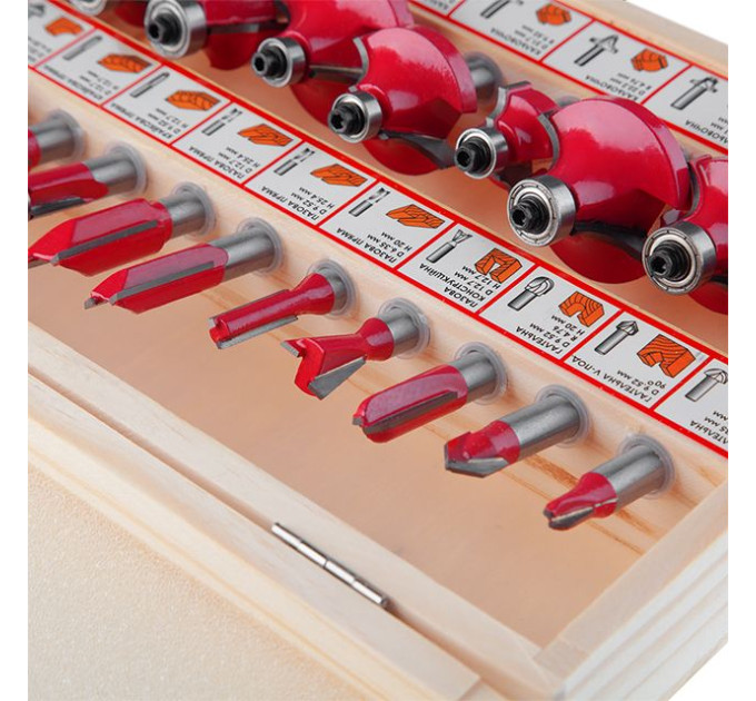 набор фрез для древесины, 18 ед. INTERTOOL HT-0073