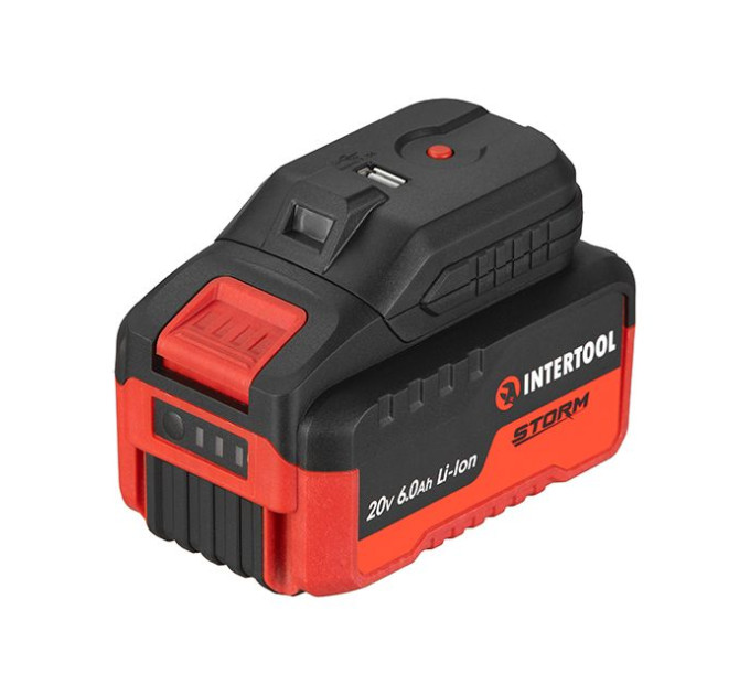 Адаптер для аккумулятора Li-ion 20 В, USB 2A, LED фонарь INTERTOOL WT-9300