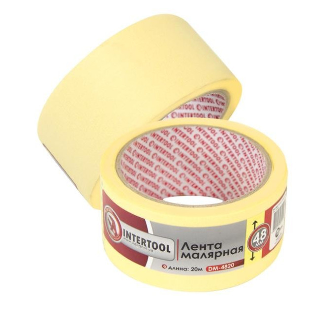 Лента малярная 48 мм, 20 м, желтая INTERTOOL DM-4820
