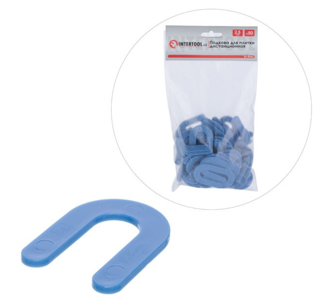 Подкова для плитки дистанционная 2,5мм, 50 ед. INTERTOOL KT-4943