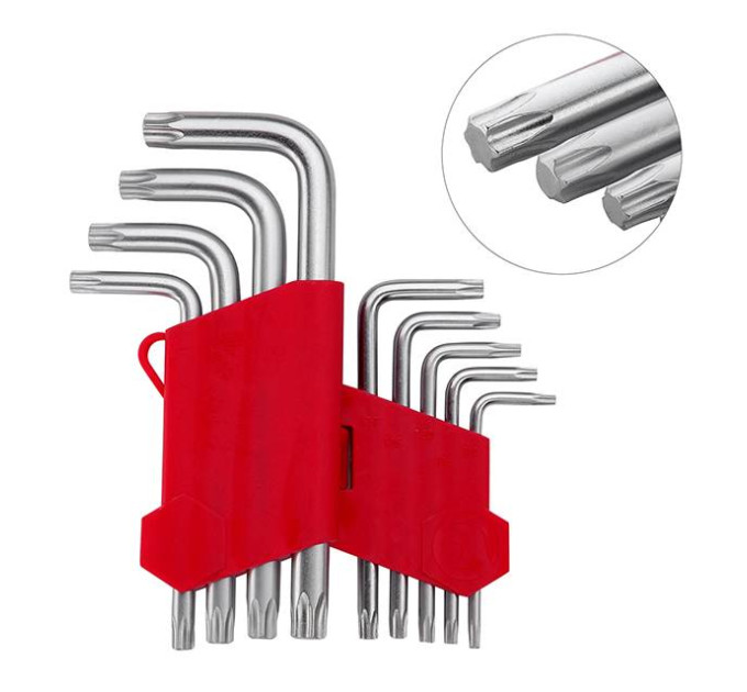Набір ключів Г-подібних TORX 9 од., Т10-Т50, Cr-V, Small INTERTOOL HT-0607