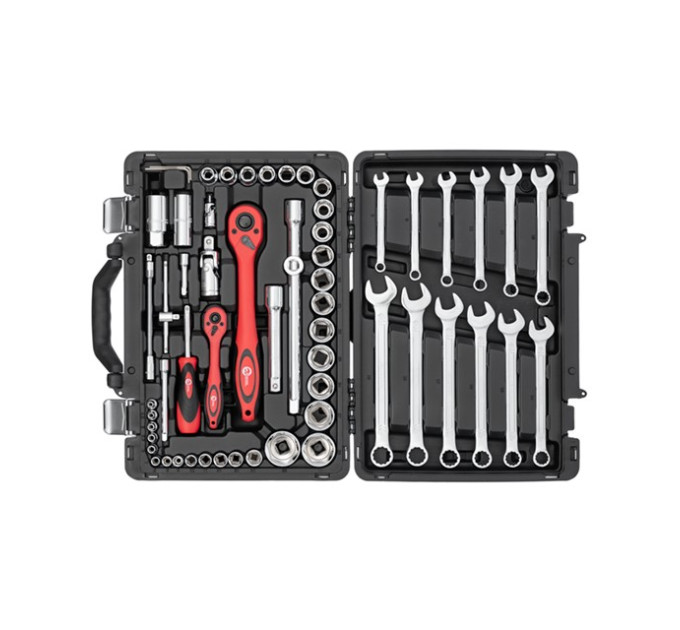 Профессиональный набор инструментов 1/4", 1/2", 61 ед., Cr-V INTERTOOL ET-6061