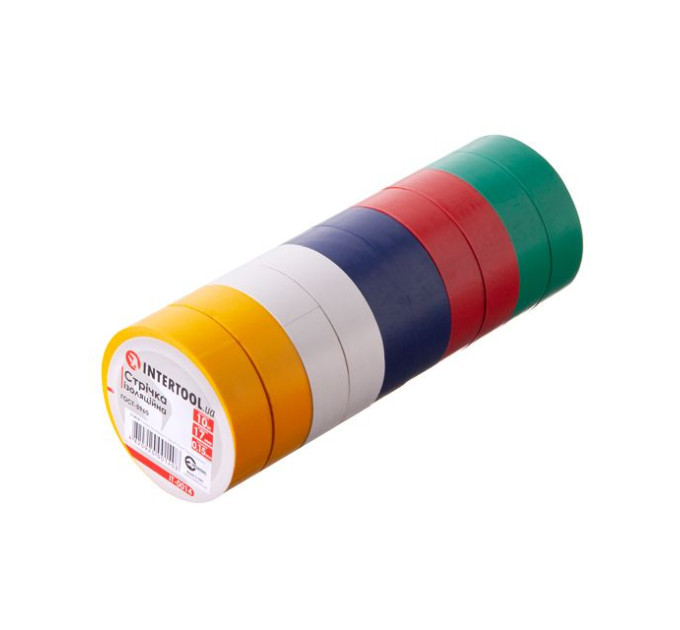Лента изоляционная 10 м, 17*0,15 мм, цветная (уп. 10 ед.) INTERTOOL IT-0014