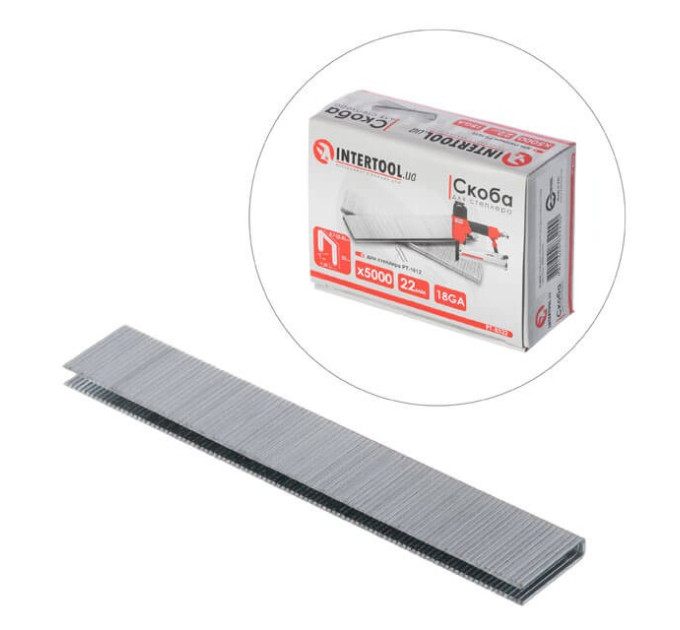 Скоба для степлера РТ-1612 22 мм (18GA), 5000 од. INTERTOOL PT-8322