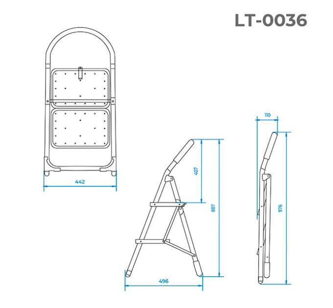 Стремянка 2 ступени, высота 0,89 м INTERTOOL LT-0036