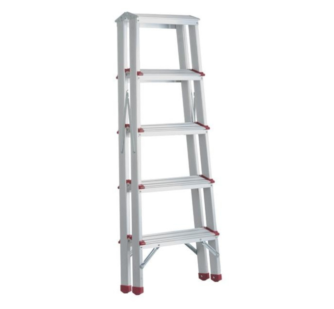 Стремянка алюминиевая, двухсторонняя, 5 сход., высота 1,09 м INTERTOOL LT-1105