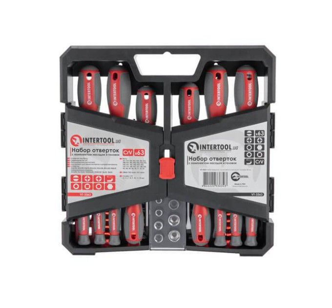 набор отверток с комплектом насадок и головок 63 ед. INTERTOOL VT-3363