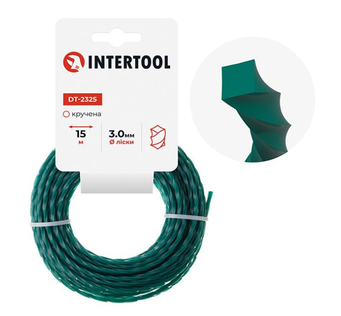 Леска для триммера "квадрат" витая, 3,0 мм*15 м INTERTOOL DT-2325