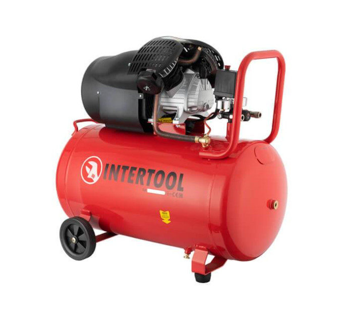 Компрессор 100 л, 2,23 кВт, 220 В, 10 атм, 354 л/мин, 2 цилиндра INTERTOOL PT-0005