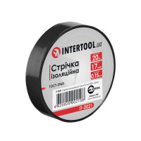 Стрічка ізоляційна 0.15 мм * 17 мм * 20 м, чорна (уп. 10 шт) INTERTOOL IT-0021