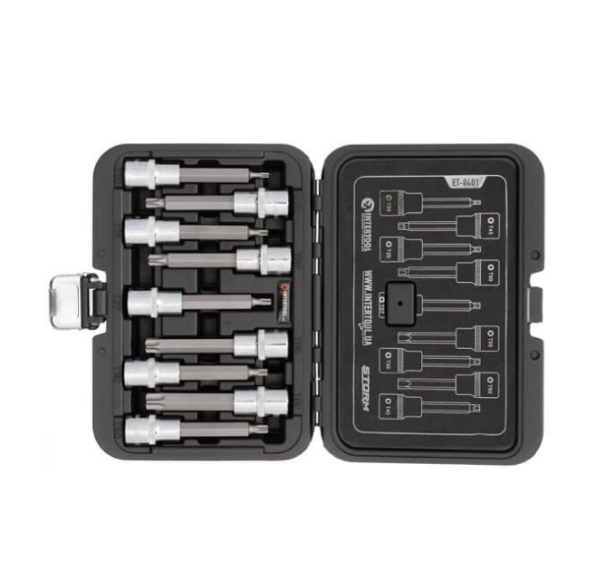 Набор бит TORX 1/2", STORM, T20-T60, S2 INTERTOOL ET-8401