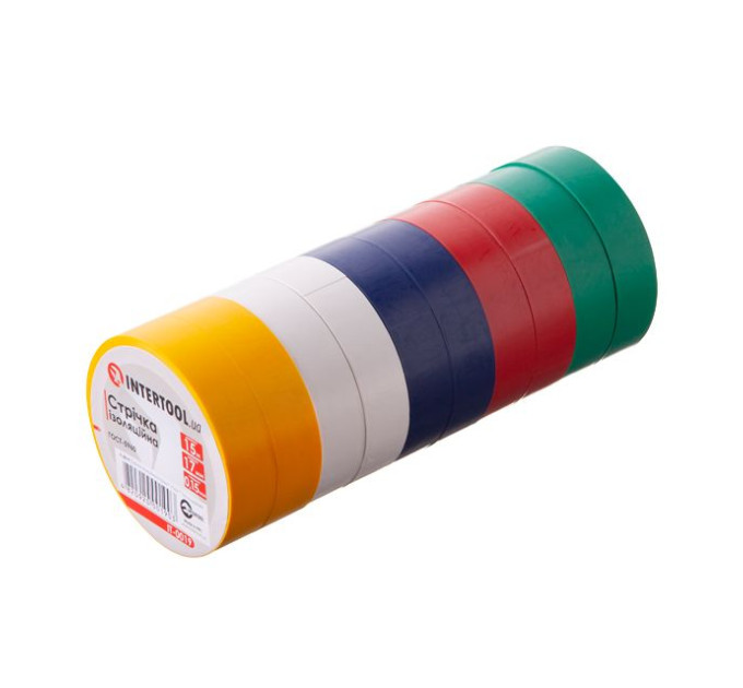 Стрічка ізоляційна 15 м, 0.15*17 мм, кольорова INTERTOOL IT-0019