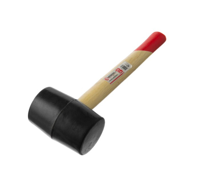 Киянка гумова 450 г, чорна гума, дерев'яна ручка HT-0237