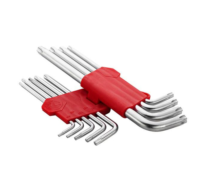 Набір ключів Г-подібних TORX подовжених 9 од., Т10-Т50, Cr-V INTERTOOL HT-0608