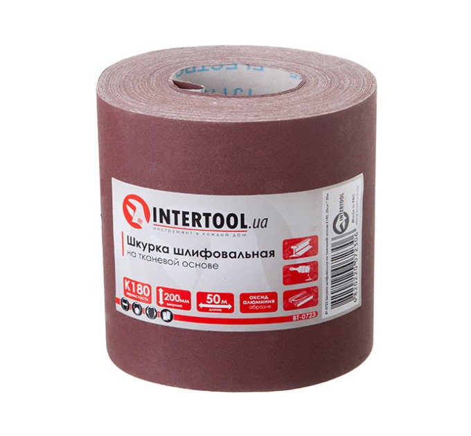 Шлифовальная кожа на тканевой основе К180, 50 м INTERTOOL BT-0723