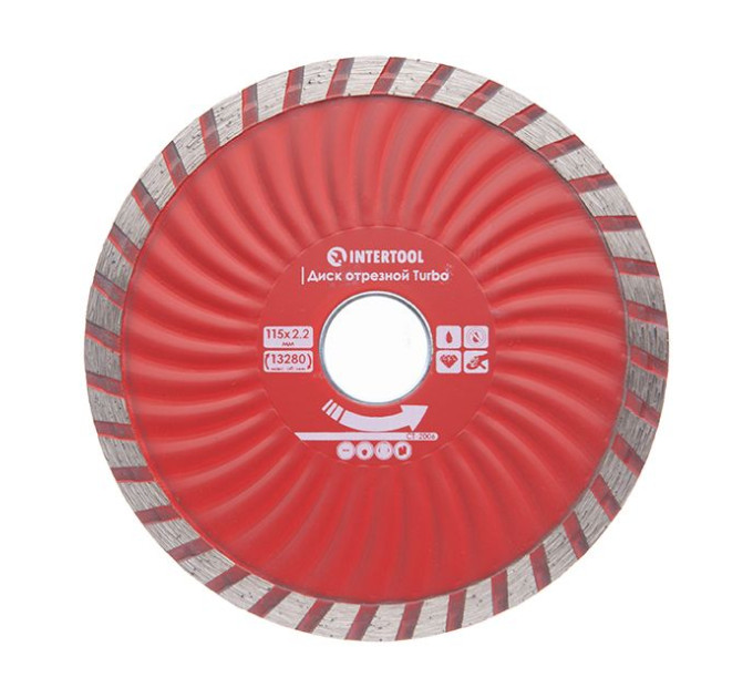 Диск отрезной TURBO 115 мм, алмазный 22-24% INTERTOOL CT-2006