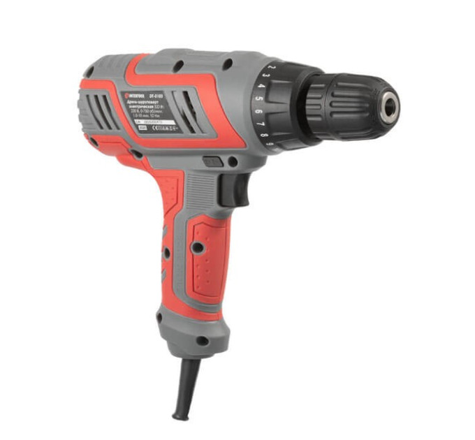 Дриль-шурупокрут електричний 320 Вт, 10 Нм, 220 В, 0-750 об/хв., 0.8-10 мм INTERTOOL DT-0103