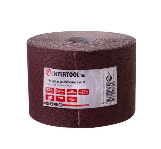 Шкірка шліфувальна на тканинній основі К36, 50 м INTERTOOL BT-0713