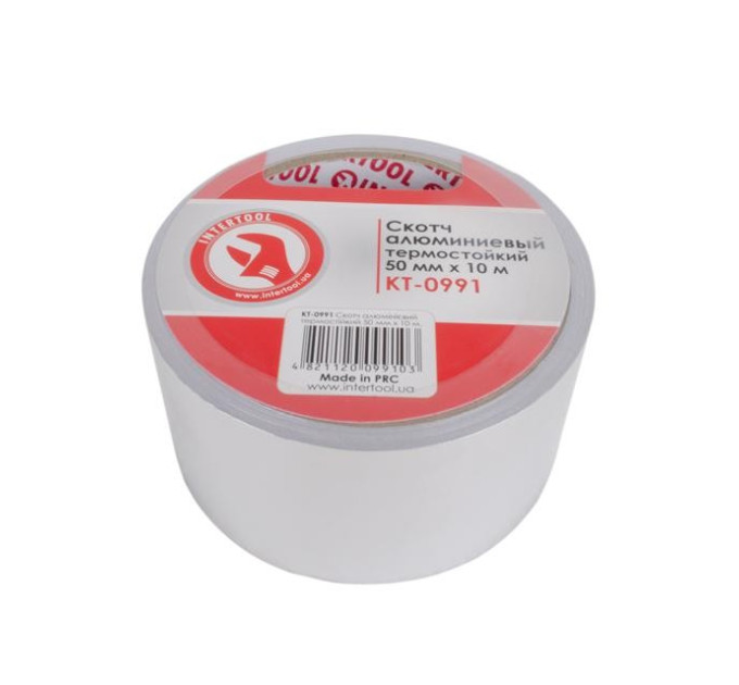 Скотч алюминиевый термостойкий 10 м, 50 мм INTERTOOL KT-0991