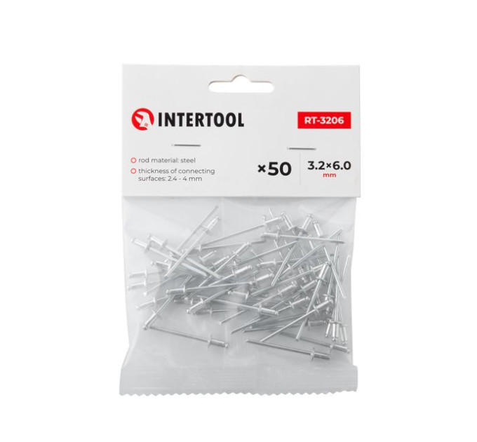 Заклепка алюмінієва 3.2*6.0 мм, 50 од. INTERTOOL RT-3206