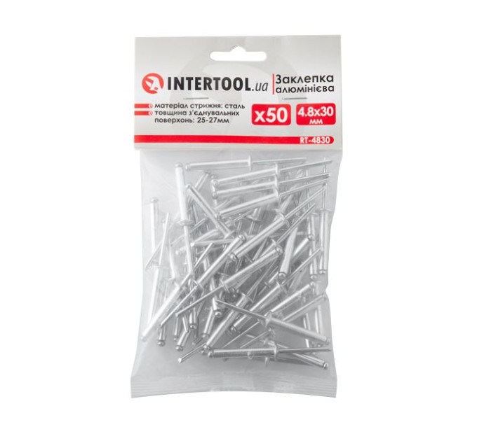 Заклепка алюминиевая 4.8*30.0 мм, 50 ед. INTERTOOL RT-4830