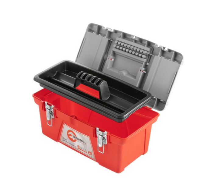Ящик для інструментів з металевими замками, 16" 415*210*190 мм INTERTOOL BX-0516