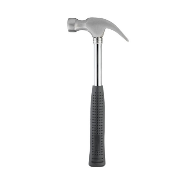 Столярный молоток с гвоздодером 450 г, с металлической ручкой INTERTOOL HT-0224